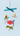 Colorful hand painted hummingbird and flower mobile against a light blue background