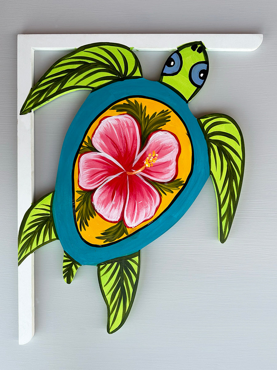 Turtle Shell Racket Hand-Painted-Tropical-Turtle-Bracket - One-of-a-Kind Home Decor ...